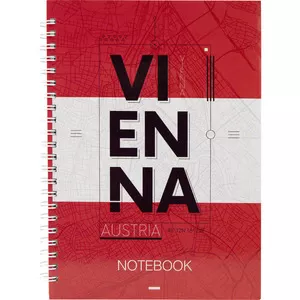 Зошит офісний Axent Vienna А5 96арк. пружина збоку клітинка тверда палітурка пружина червоний-білий (8032-07-A)
