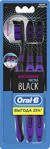 Зубна щітка Oral-B всебічна чистка black 40 medium 3 шт (81684077)