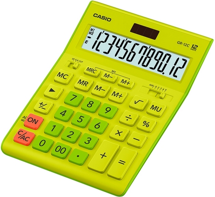 Калькулятор настільний 12-розрядний Casio GR-12C-GN-W-EP, зелено-жовтий 209*155*34.5