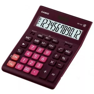 Калькулятор настільний 12-розрядний Casio GR-12C-WR-W-EP, бордо 209*155*34.5