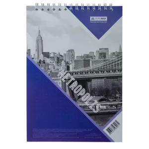 Зошит офісний Buromax METROPOLIS А4 48арк. пружина зверху клітинка м`яка палітурка синій (BM.24445101-02)