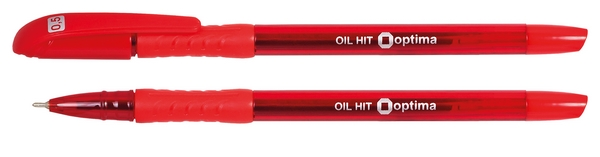 Ручка масляна Optima OIL HIT чорнило червоне 0.5 мм пластик (O15630-03)