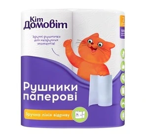 Рушники паперові КІТ ДОМОВІТ 2-х шарові 2шт/уп білі (UKR04796)