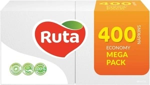 Серветки білі Ruta Mega Pack 24х24 см 1-но шарові 400 шт/уп (744622)