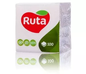Серветки білі Ruta 24х24 см 1-но шарові 100 шт/уп (740495)
