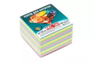 Папір для нотаток CRYSTAL 90x90мм 900арк. 4 кольори веселка клеєний (33.54)