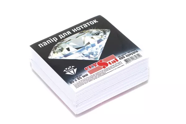 Папір для нотаток CRYSTAL 85х85мм 400арк. білий не клеєний (33.6)