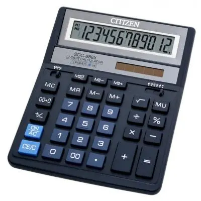 Калькулятор бухгалтерський 12-розрядний Citizen SDC-888XBL синій (SDC-888XBL)