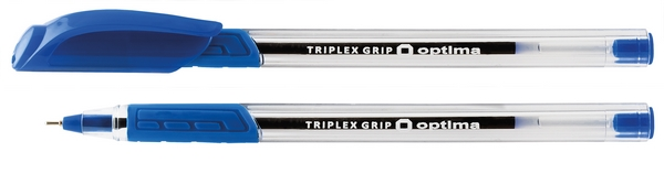 Ручка масляна Optima TRIPLEX GRIP чорнило синє 0.7 мм пластик (O15671-02)
