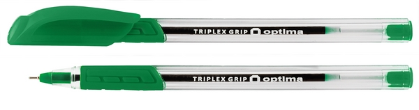 Ручка масляна Optima TRIPLEX GRIP чорнило зелене 0.7 мм пластик (O15671-04)