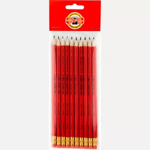 Олівець чорнографітний KOH-I-NOOR JUMBO червоний дерев'яний шестигранний HB з гумкою (1396-3/1P)