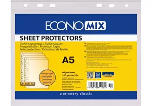 Файл для документів ECONOMIX А5 40 мкм. фактура глянец прозорий 100 шт. (E31105)
