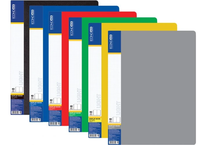 Папка з 40 файлами ECONOMIX Light асорті A4 файл 30 мкм. (E37604)