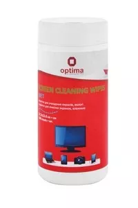 Серветки для очищення екранів Optima, вологі, 100 шт., кругла туба