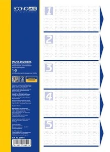 Розділювач цифровий Economix A4 від 1 до 5 білий пластик 5 шт. (E30801)
