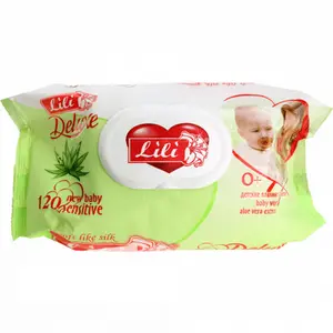 Серветки вологі косметичні Lili Delux алоє і вера 120 шт/уп з клапаном (13150)