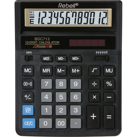 Калькулятор бухгалтерський, Rabell BDC-712 GL BX чорно-сірий