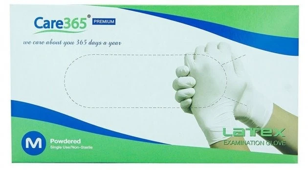 Рукавиці латексні, нестер.опудр. розмір M пач. Care365 (250 М)