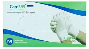 Рукавиці латексні, нестер.опудр. розмір M пач. Care365 (250 М)