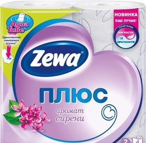 Туалетний папір Zewa Плюс целюлозний 2-х шаровий 4 рул на гільзі бузок (144108)
