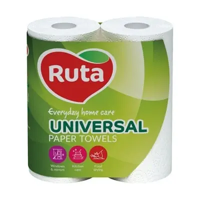 Рушники паперові Ruta Universal 2-х шарові 2 рул/уп білі (740730)