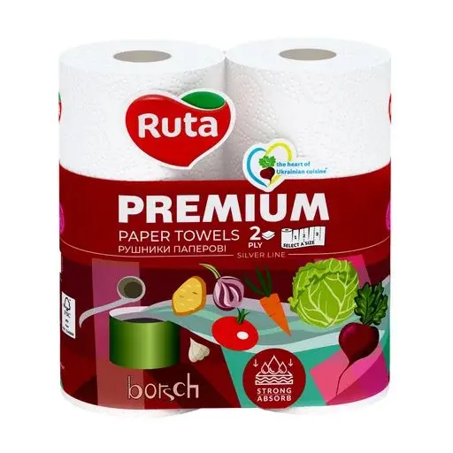 Рушники паперові Ruta Premium 2-х шарові 2 рул/уп білі  (893738)