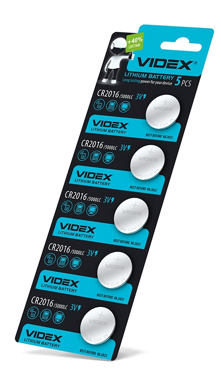 Батарейки Videx CR-2016/CR2 літієві 3 V/25 mAh 5 шт/уп. (291086)