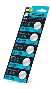 Батарейки Videx CR-2016/CR2 літієві 3 V/25 mAh 5 шт/уп. (291086)