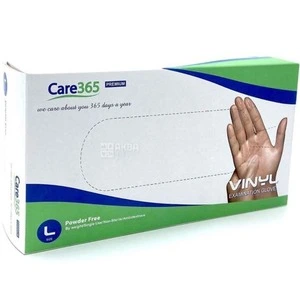 Рукавиці вінілові Care 365 без пудри нестер. L чорні пач. (00-00000324)