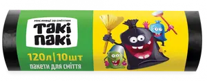 Пакети для сміття Такі Пакі 60 л 20 шт чорний (220085). Фото 2