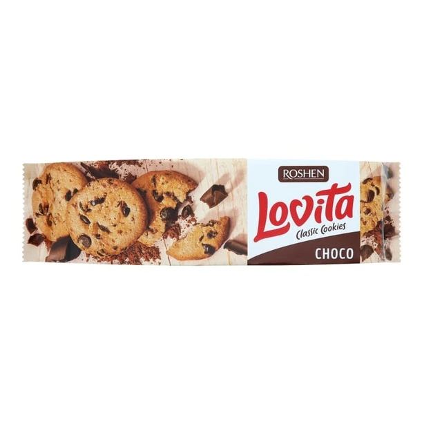 Печиво ROSHEN Lovita Classic Cookies з кусочками глазурі 150 г (633317)