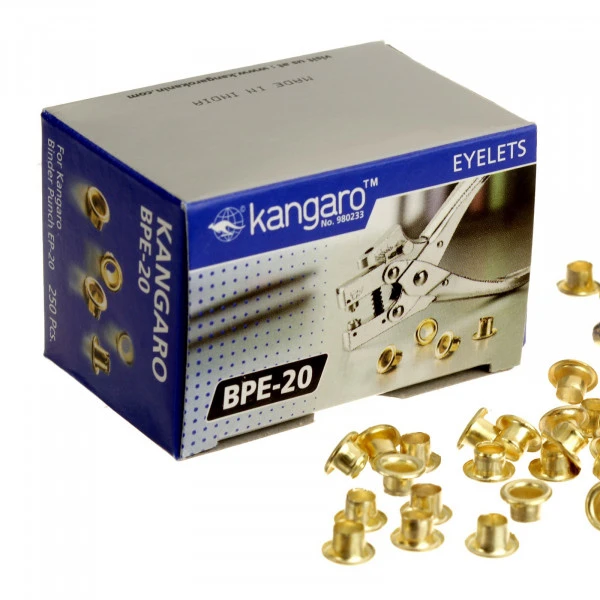 Заклепки люверс Kangaro BPE-20 до 20 арк. золото 250 шт/уп. (BPE-20)