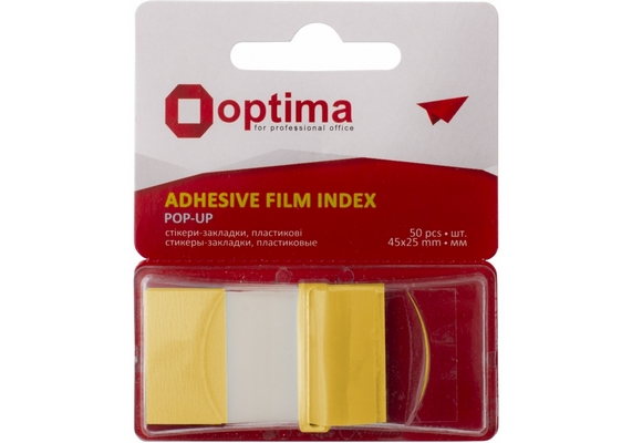 Закладки з клейким шаром Optima POP-UP 25х45мм Optima 50шт. жовті (O25533-05)