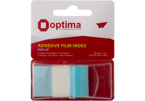 Закладки з клейким шаром Optima POP-UP 25х45мм Optima 50шт блакитні (O25533-11)