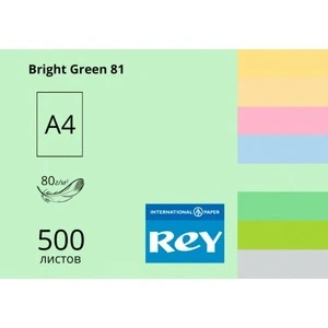 Папір кольоровий  REY Adagio Bright Green 81 А4 160г/м2 яскраво-зелений 250 арк. (100-06176)
