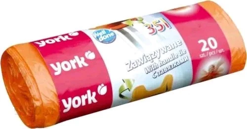 Пакети для сміття York з затяжками 35 л 20 шт  оранджевий (90660)