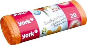 Пакети для сміття York з затяжками 35 л 20 шт  оранджевий (90660)
