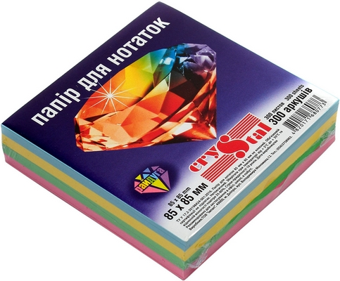 Папір для нотаток CRYSTAL 85х85мм 300арк. мікс не клеєний (33.2)