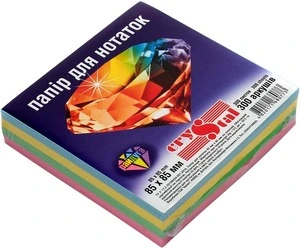 Папір для нотаток CRYSTAL 85х85мм 300арк. мікс не клеєний (33.2)