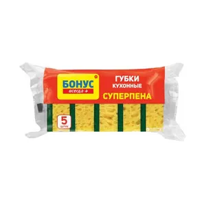 Губки кухонні Бонус Суперпіна 90x70x35 мм 5 шт (627923)