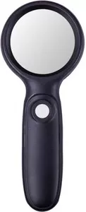 Лупа Buromax 3-кратне збільшення d 60 мм з підсвіткою чорна (BM.4309)