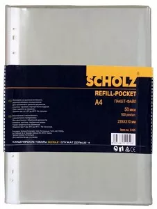 Файл для документів SCHOLZ А4 50 мкм. фактура глянец прозорий 100 шт. (5105)