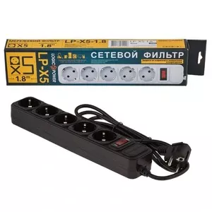 Мережевий фільтр живлення LogicPower 1,8м 5 розеток чорний (LP-X5)