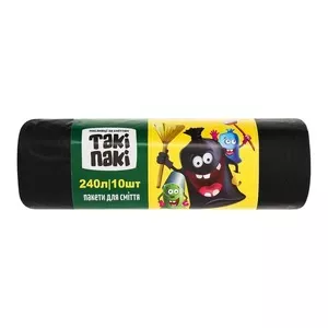 Пакети для сміття Такі Пакі 240 л 10 шт чорний міцний  (220154)