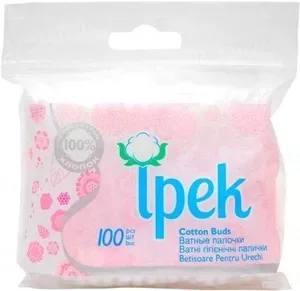 Ватні палички Ipek 100 шт в поліетиленовому пакеті (1275)