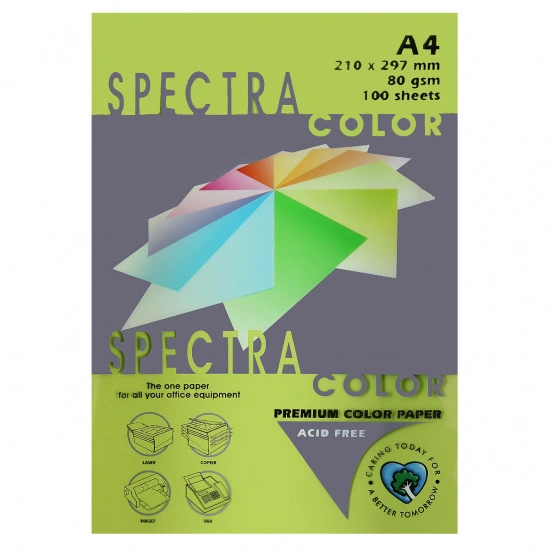 Папір кольоровий Spectra Color Green 321 А4 80г/м2 зелений неон 500 арк. (16.4415)