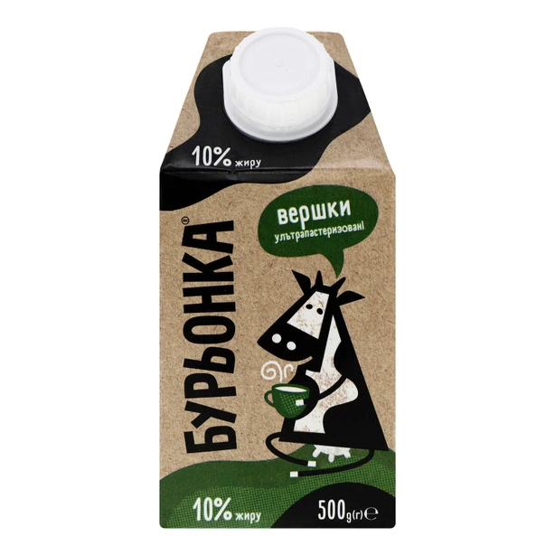 Вершки ультрапастеризовані Бурьонка 10% 500г (482568)