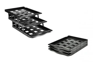 Лоток горизонтальний розккладний на 3 відділення пластик чорний (L176)