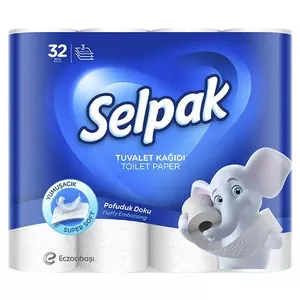 Туалетний папір Selpak Premium целюлозний 3-х шаровий 18,6м 32 рул/уп на гільзі (2905025)