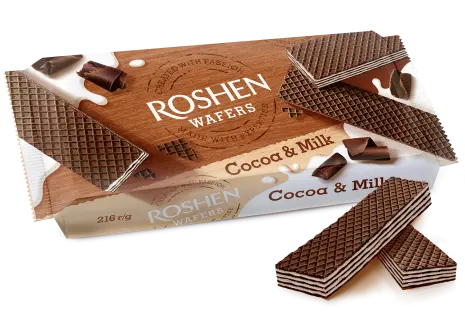 Вафлі Roshen Wafers какао-молоко 216 г (2884)